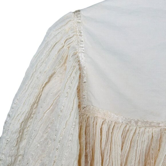Vintage Cotton Lace Crochet Kimono Large Flowy Open Western Cottage - Picture 4 of 7